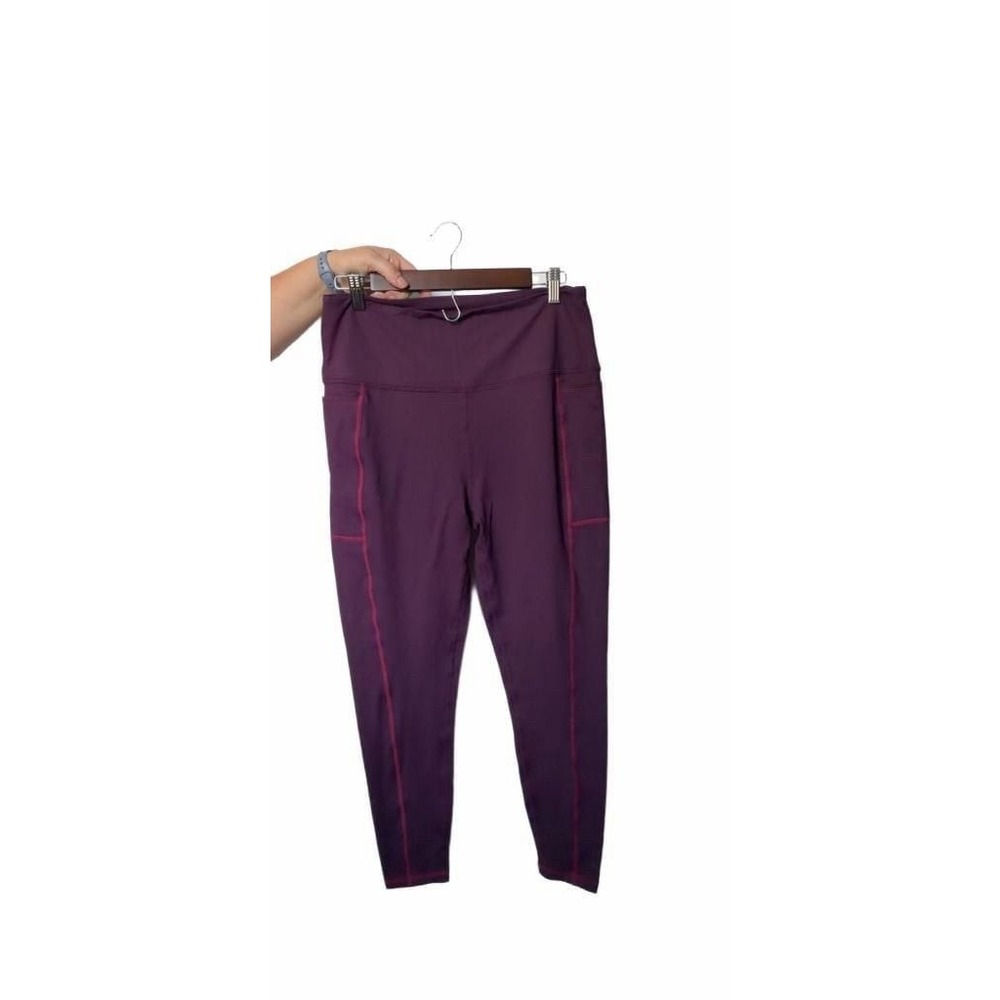 Active Booty  Women's High-Rise Pocket Leggings in Burgundy, Size 1X - Picture 2 of 4